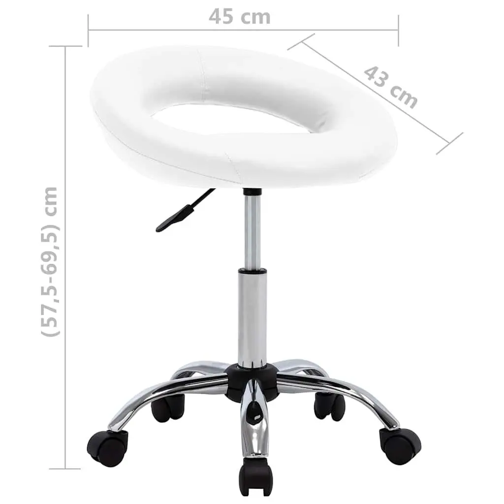 Swivel Dining Chair Faux Leather Adjustable Height White 360 Degree Rotation