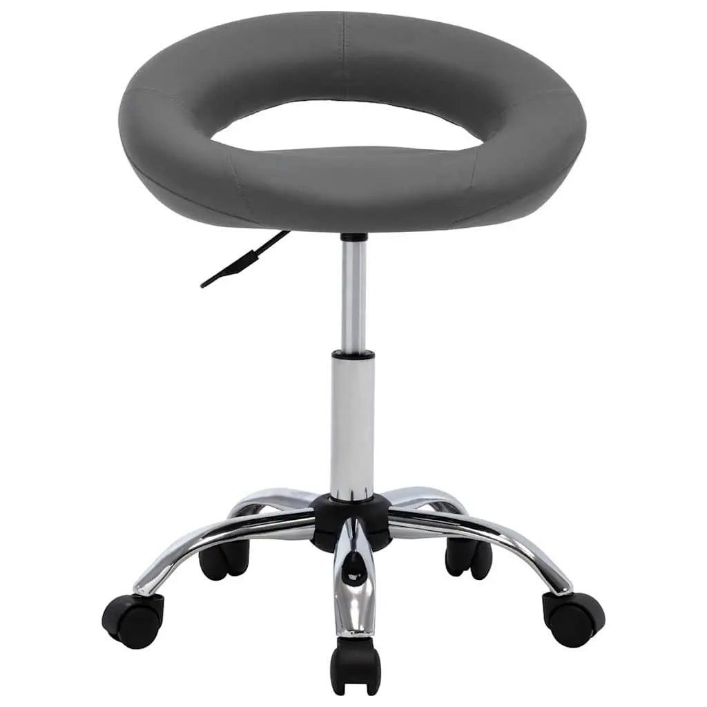 Swivel Dining Chair Faux Leather Height Adjustable Grey 360 Degree