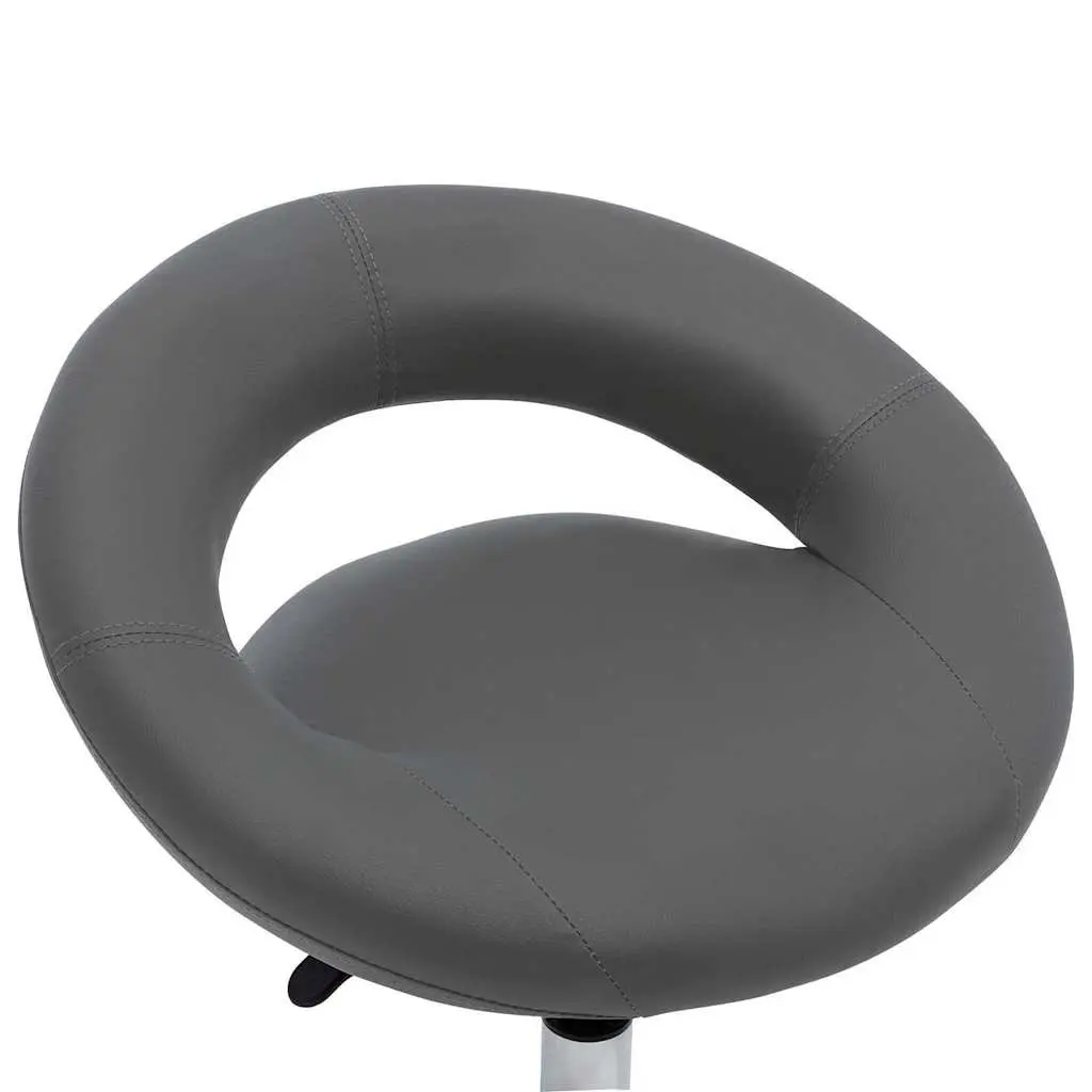 Swivel Dining Chair Faux Leather Height Adjustable Grey 360 Degree