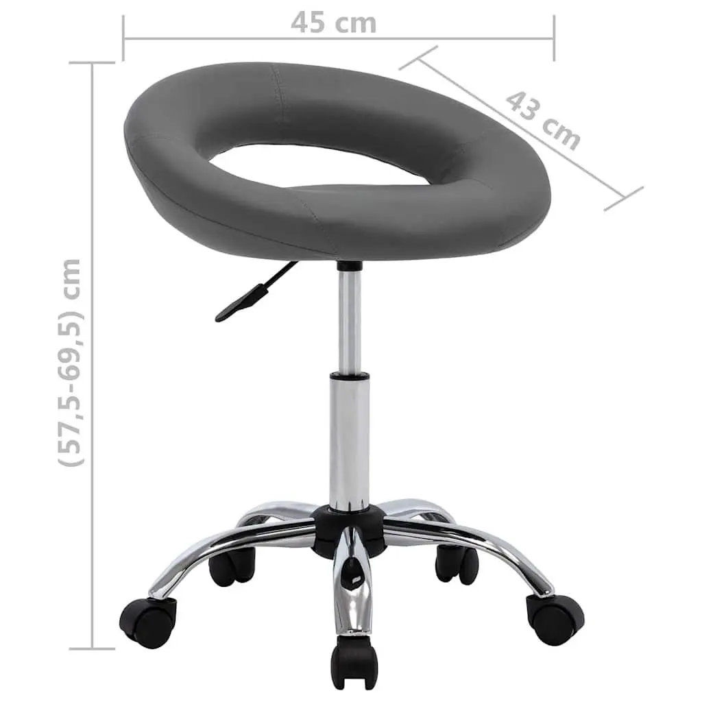 Swivel Dining Chair Faux Leather Height Adjustable Grey 360 Degree