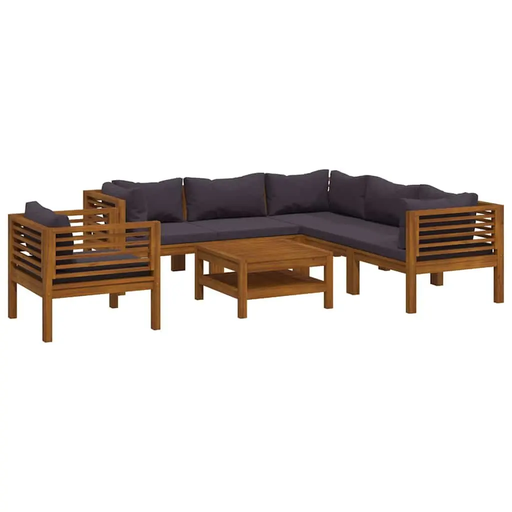Garden Lounge Set 7 Piece Outdoor Furniture Solid Acacia Wood with Cushions
