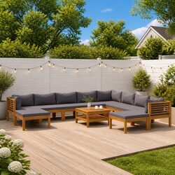 Versatile 11 Piece Outdoor Lounge Set for Garden Spaces