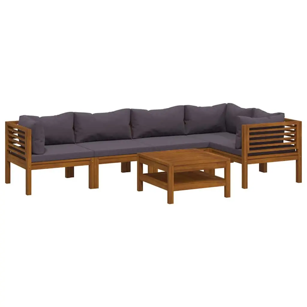Garden Lounge Set 6 Piece Outdoor Furniture with Cushions Acacia Wood Patio Sofa