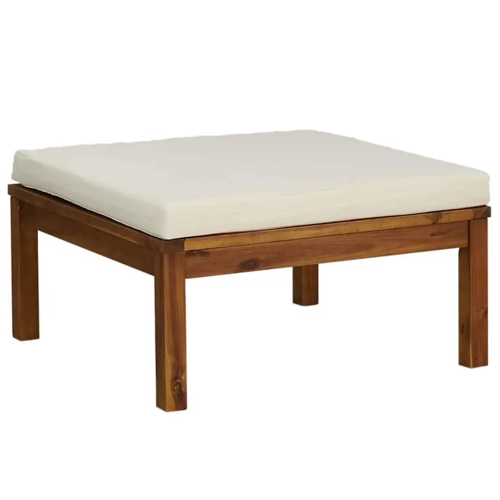 Garden Lounge Set Acacia Wood Modular 6 Piece Outdoor Furniture Cream Cushions