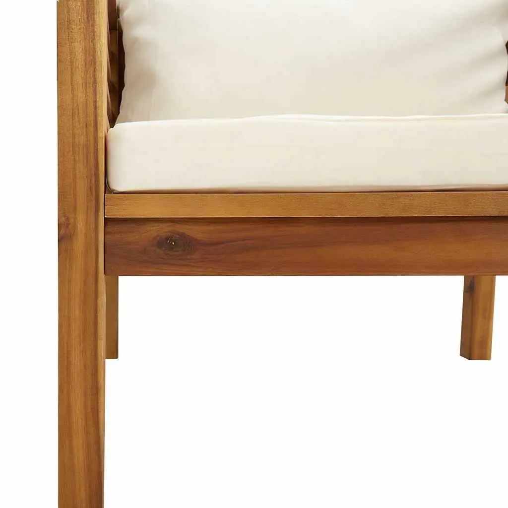 Garden Lounge Set Modular Outdoor Furniture Acacia Wood 7 Piece Cream Cushion
