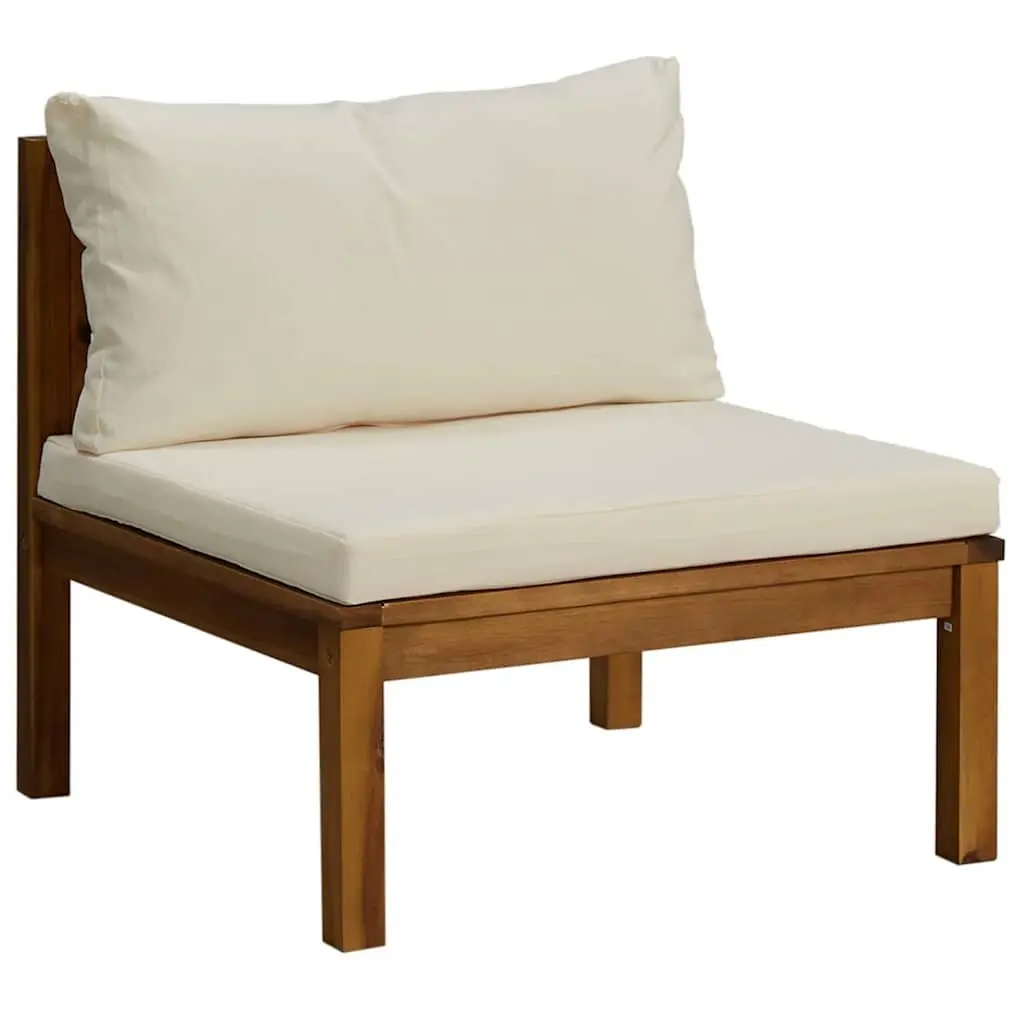 Garden Lounge Set Modular Outdoor Furniture Acacia Wood 7 Piece Cream Cushion