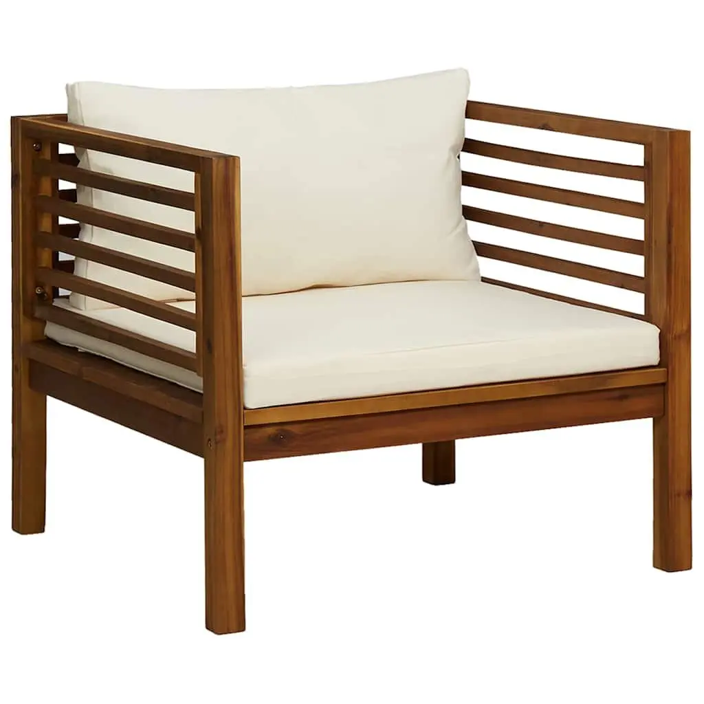 Garden Lounge Set Modular Outdoor Furniture Acacia Wood 7 Piece Cream Cushion