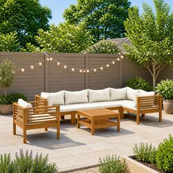 Versatile 7 Piece Acacia Wood Lounge Set for Your Patio