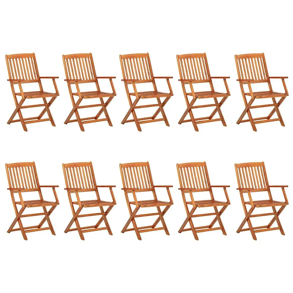 Garden Dining Set Solid Acacia Wood 11 Piece Outdoor Patio Furniture Brown
