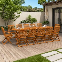 Practical 13-Piece Garden Dining Set with Foldable Chairs