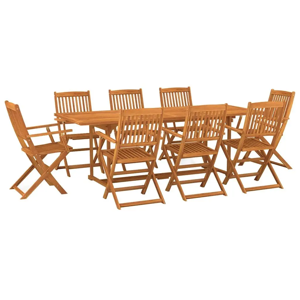 Garden Dining Set 9 Piece Outdoor Patio Table Chairs Brown Wood Furniture