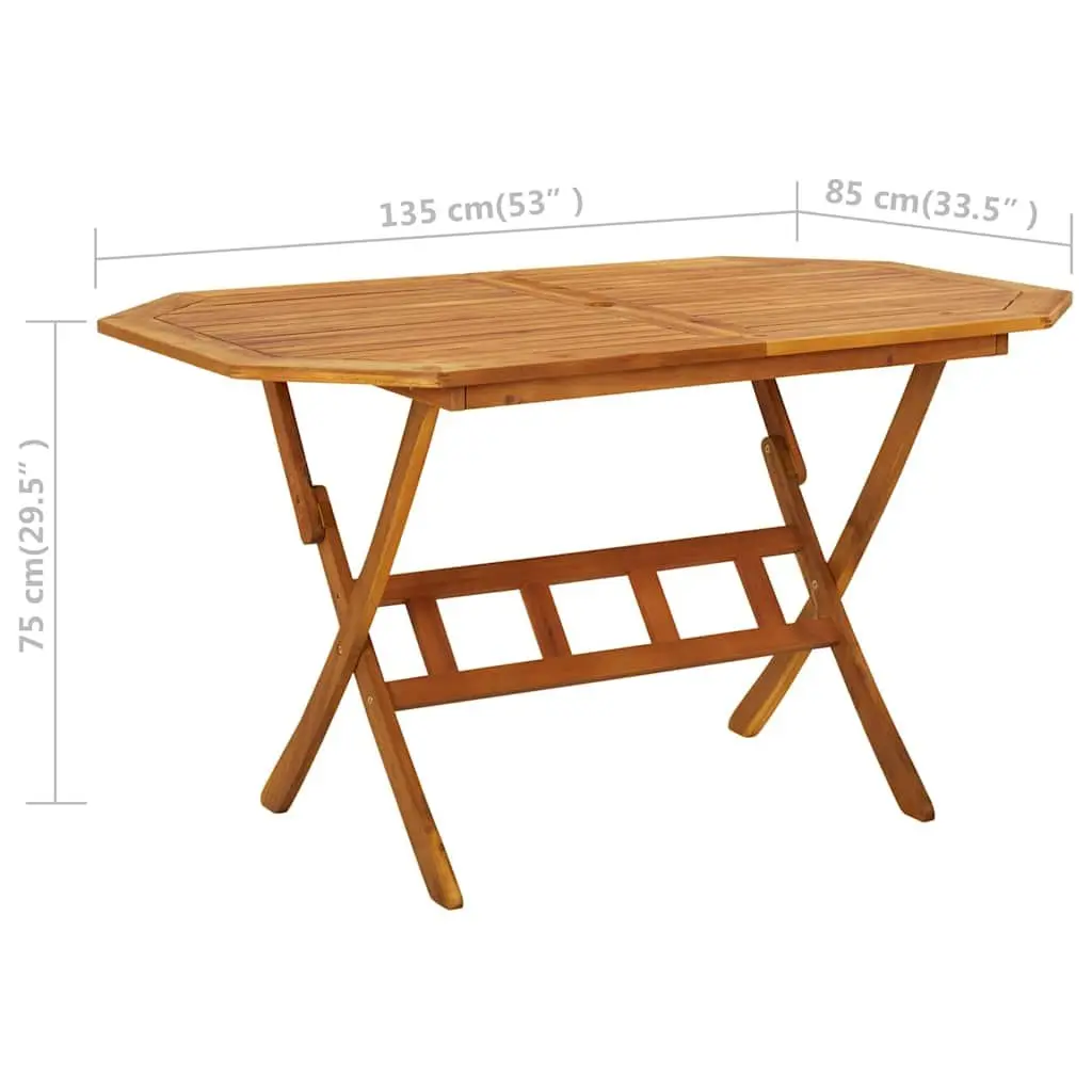 5 Piece Garden Dining Set Solid Acacia Wood Brown Outdoor Patio Furniture