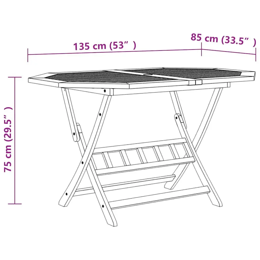 7 Piece Outdoor Garden Dining Set Solid Acacia Wood Brown Foldable Compact