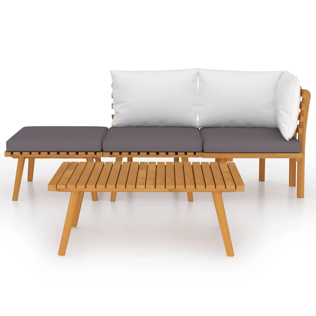 4 Piece Garden Lounge Set Solid Acacia Wood Brown Patio Furniture with Cushions