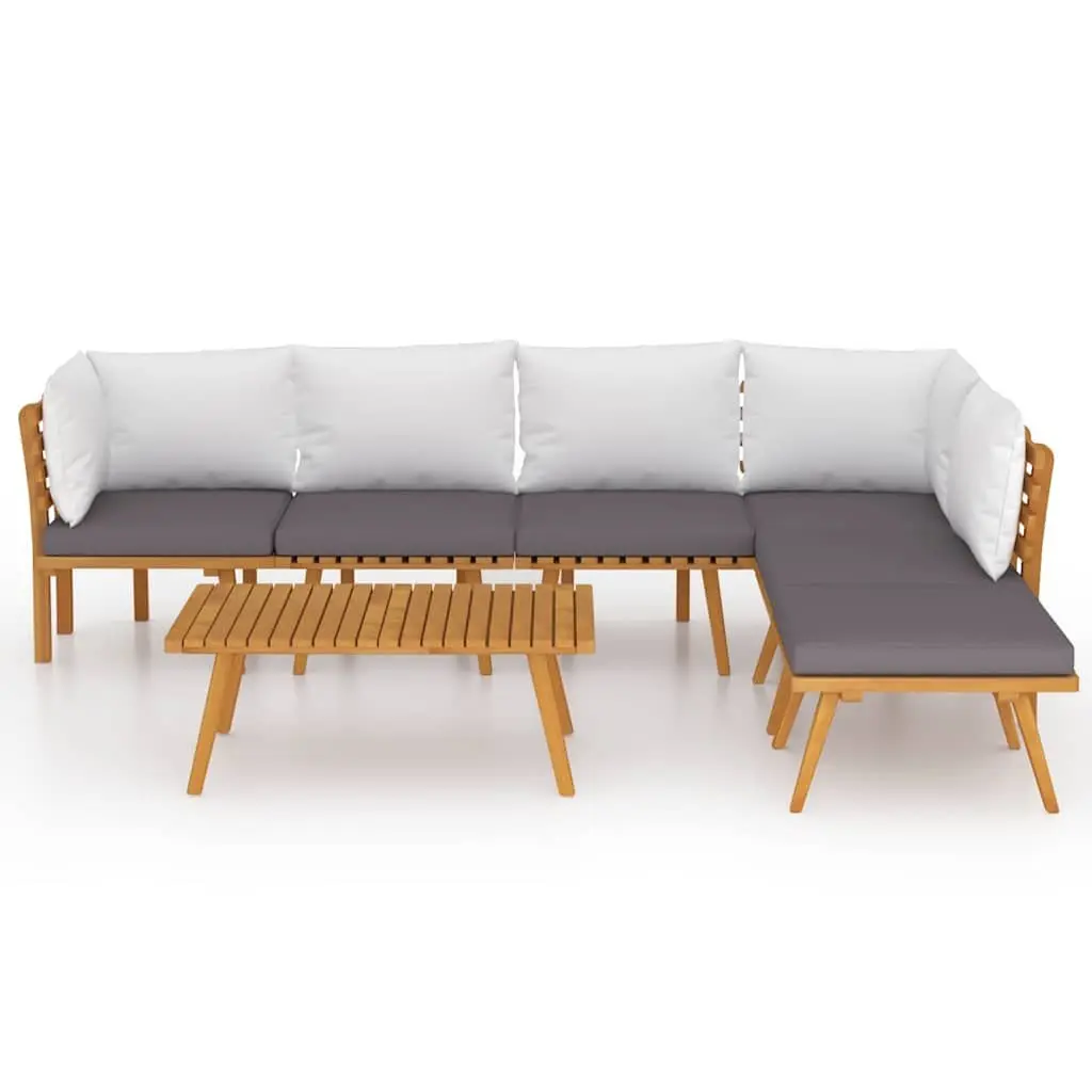 7 Piece Outdoor Lounge Set Brown Solid Acacia Wood Weather Resistant with Cushions