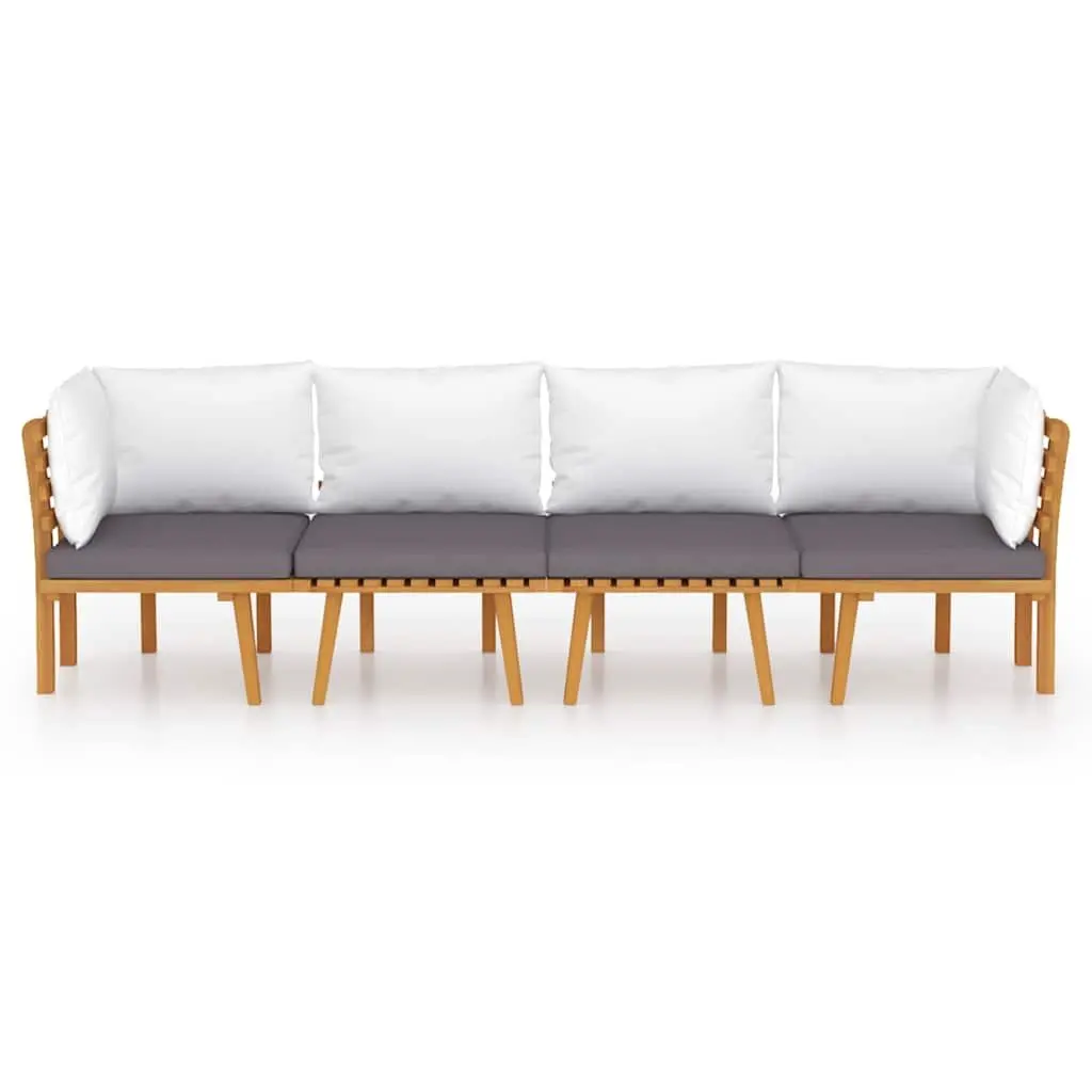 Garden Lounge Set Solid Wood 4 Piece Brown Outdoor Patio Furniture with Cushions