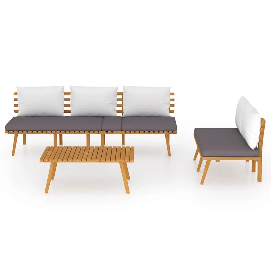 3 Piece Garden Lounge Set Solid Acacia Wood Brown with Cushions
