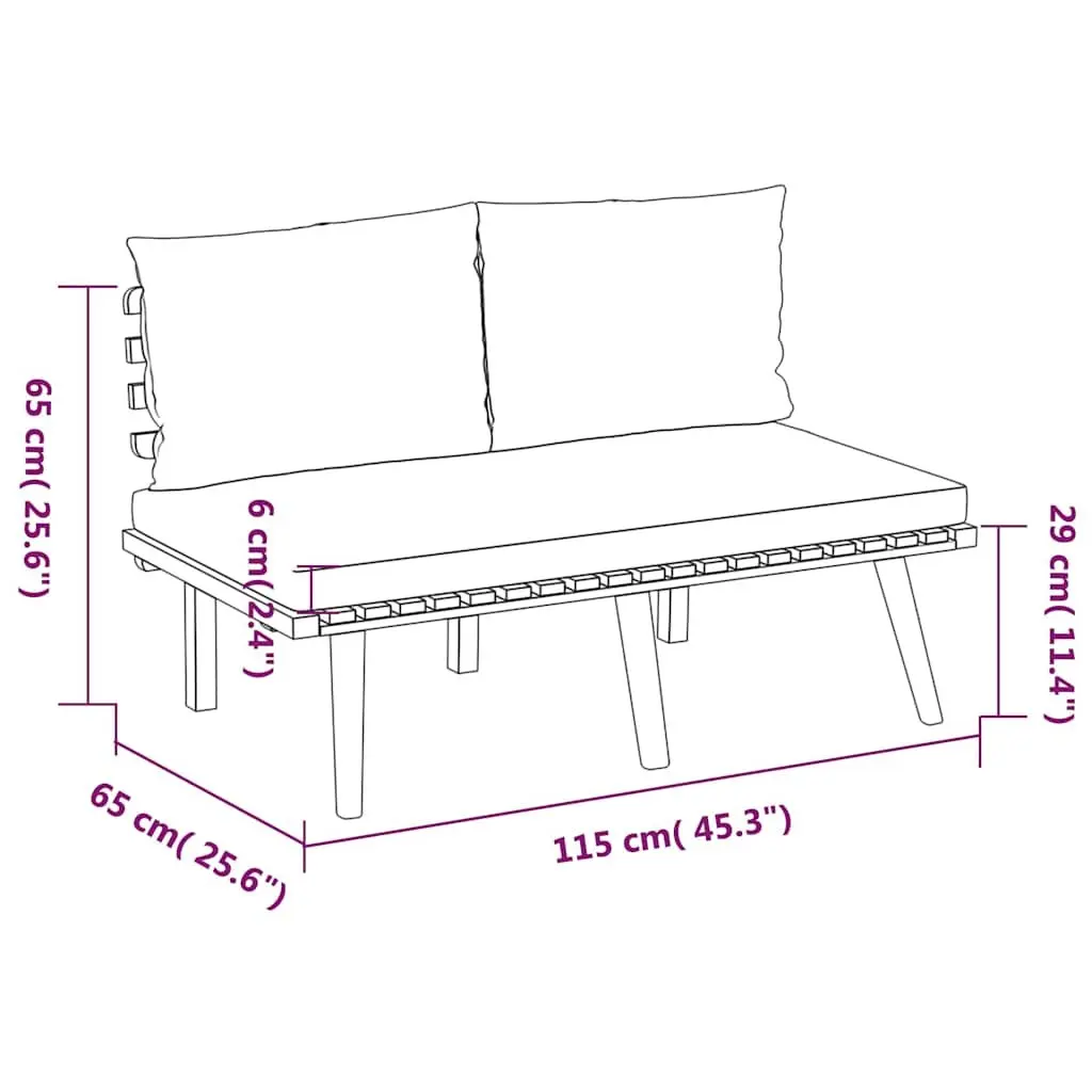 3 Piece Garden Lounge Set Solid Acacia Wood Brown with Cushions
