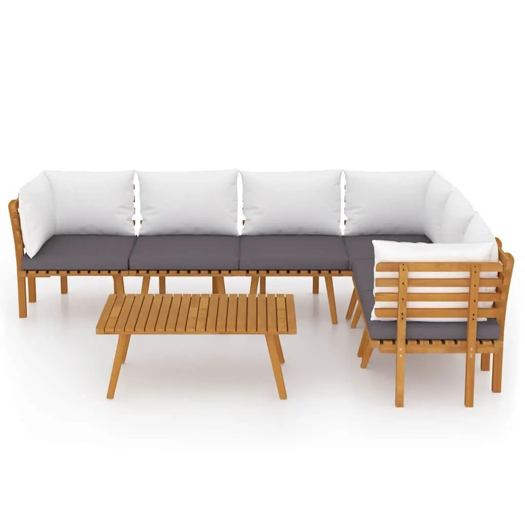 7 Piece Garden Lounge Set Solid Acacia Wood Brown with Cushions