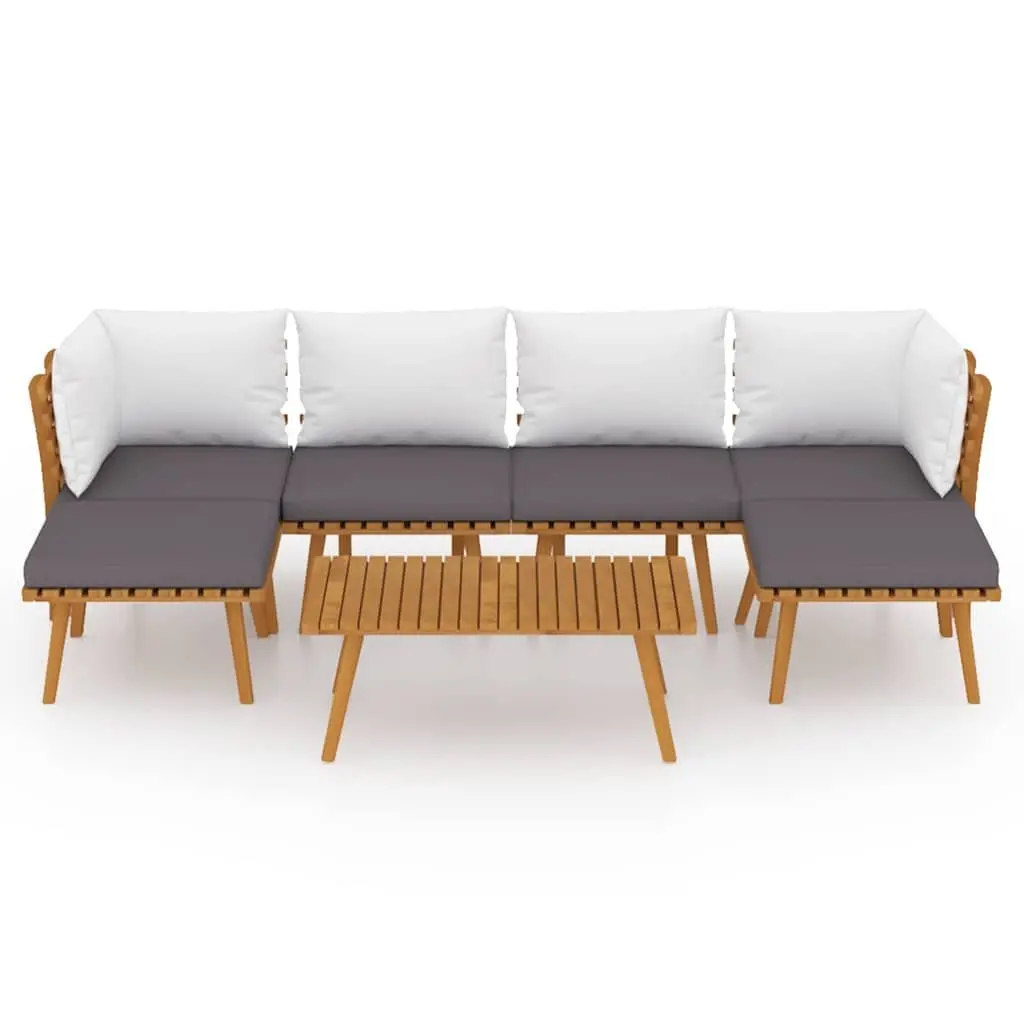 7 Piece Outdoor Lounge Set Solid Acacia Wood with Cushions Brown Weather Resistant Patio Furniture