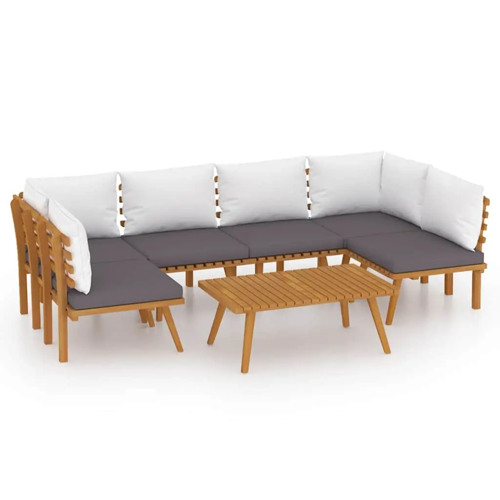 7 Piece Garden Lounge Set Solid Acacia Wood Brown with Cushions