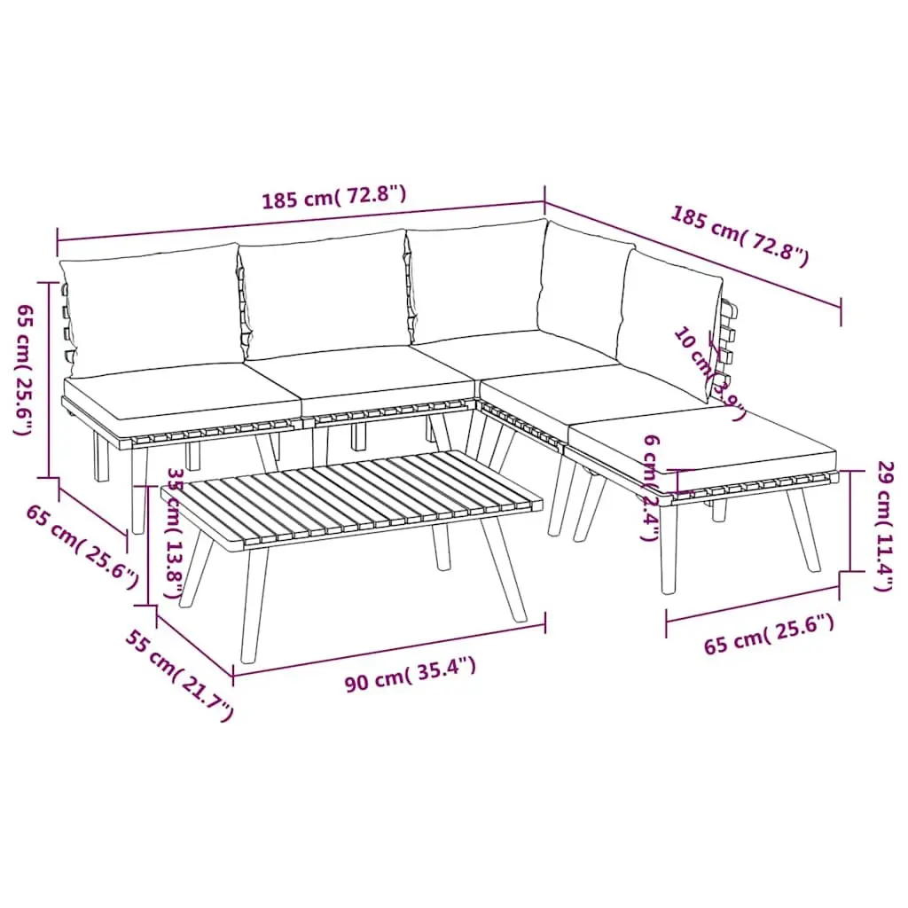 Outdoor Lounge Set 6 Piece with Cushions