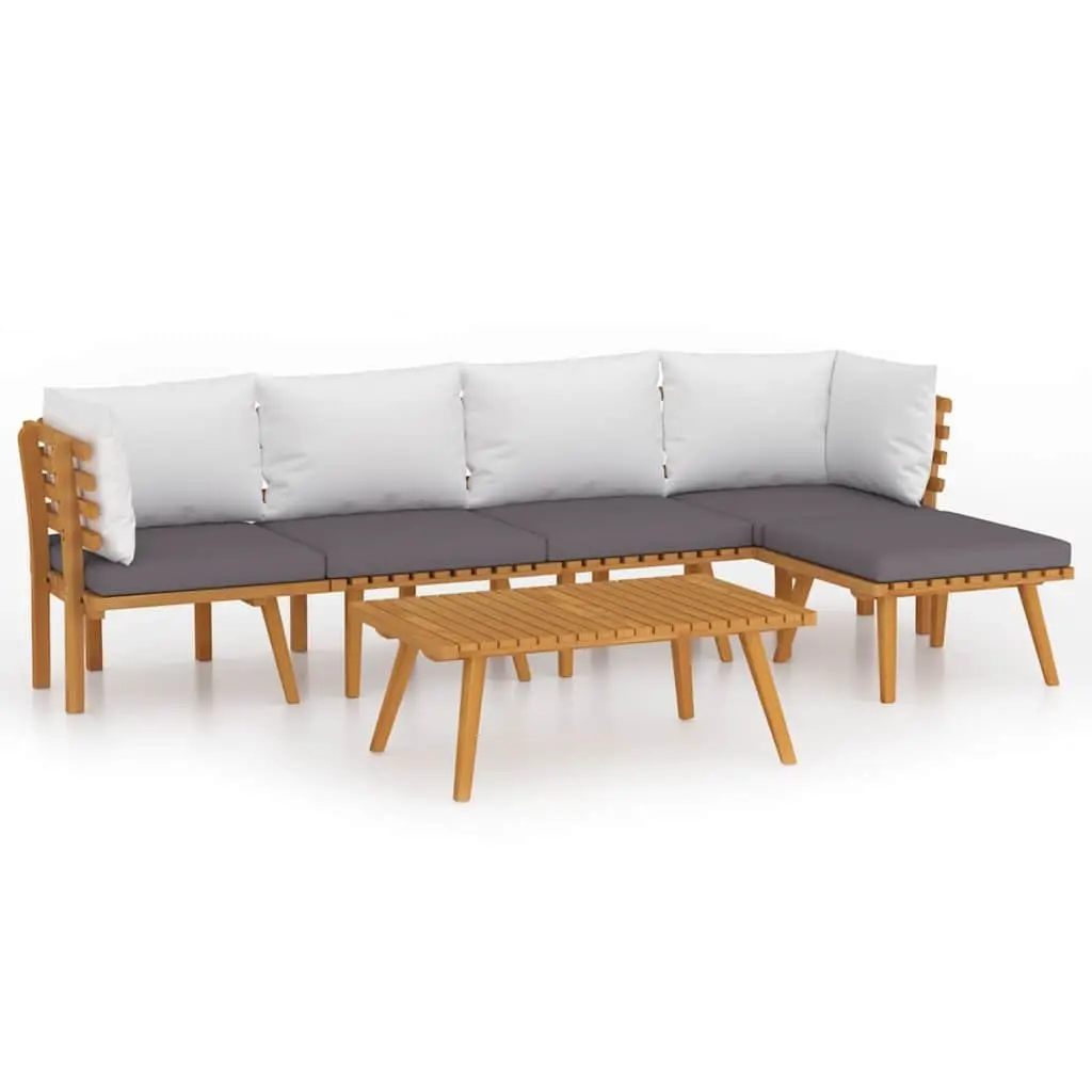 Outdoor Furniture Set 6 Piece Solid Acacia Wood Lounge with Cushions Brown