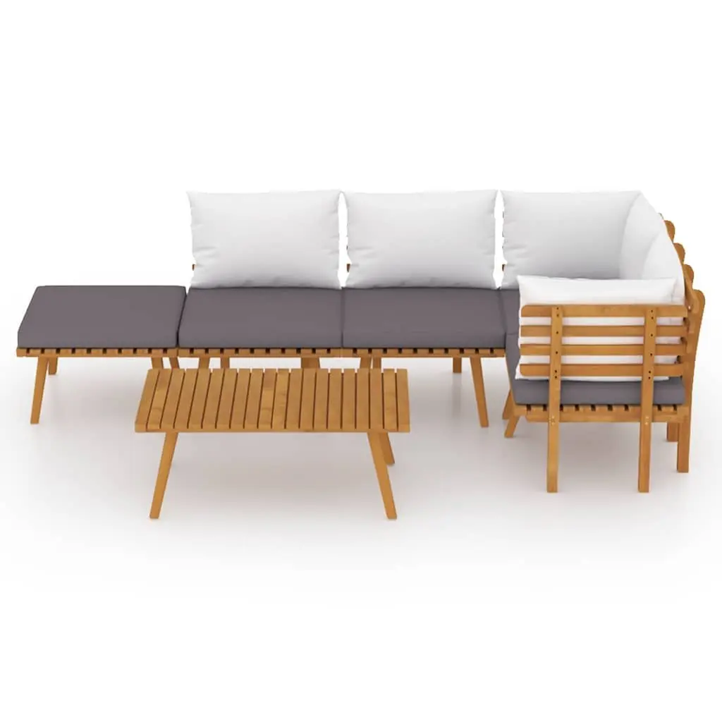 Outdoor Furniture Set 6 Piece Solid Acacia Wood Lounge with Cushions Brown