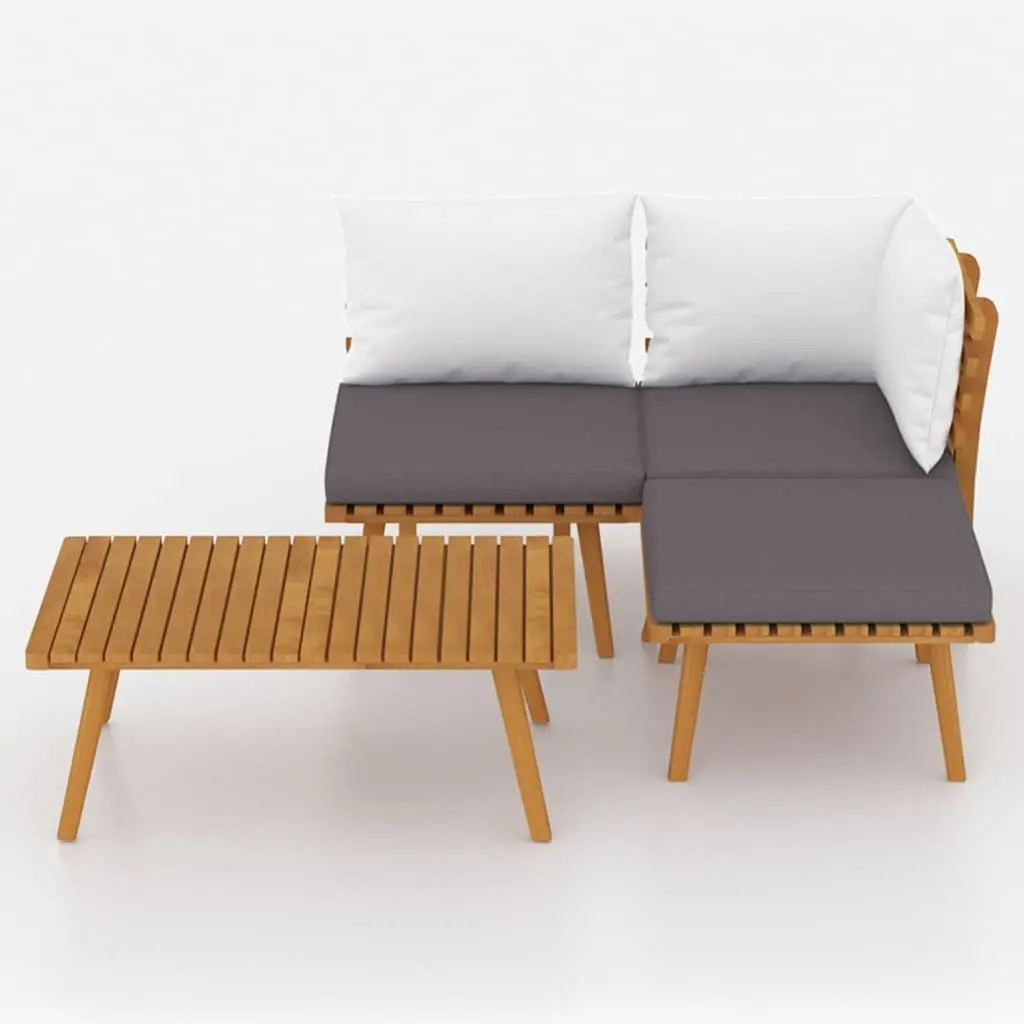 Garden Lounge Set 4 Piece Outdoor Furniture Brown Solid Wood Slatted Patio