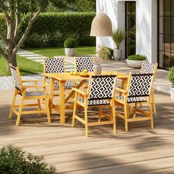 Practical 7-Piece Acacia Wood Dining Set for Your Patio