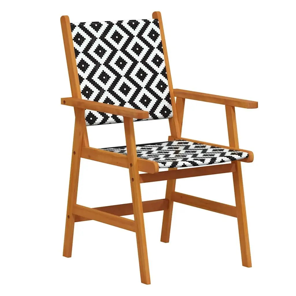 7 Piece Brown Acacia Wood Outdoor Dining Set with Poly Rattan Backrests for Garden and Patio