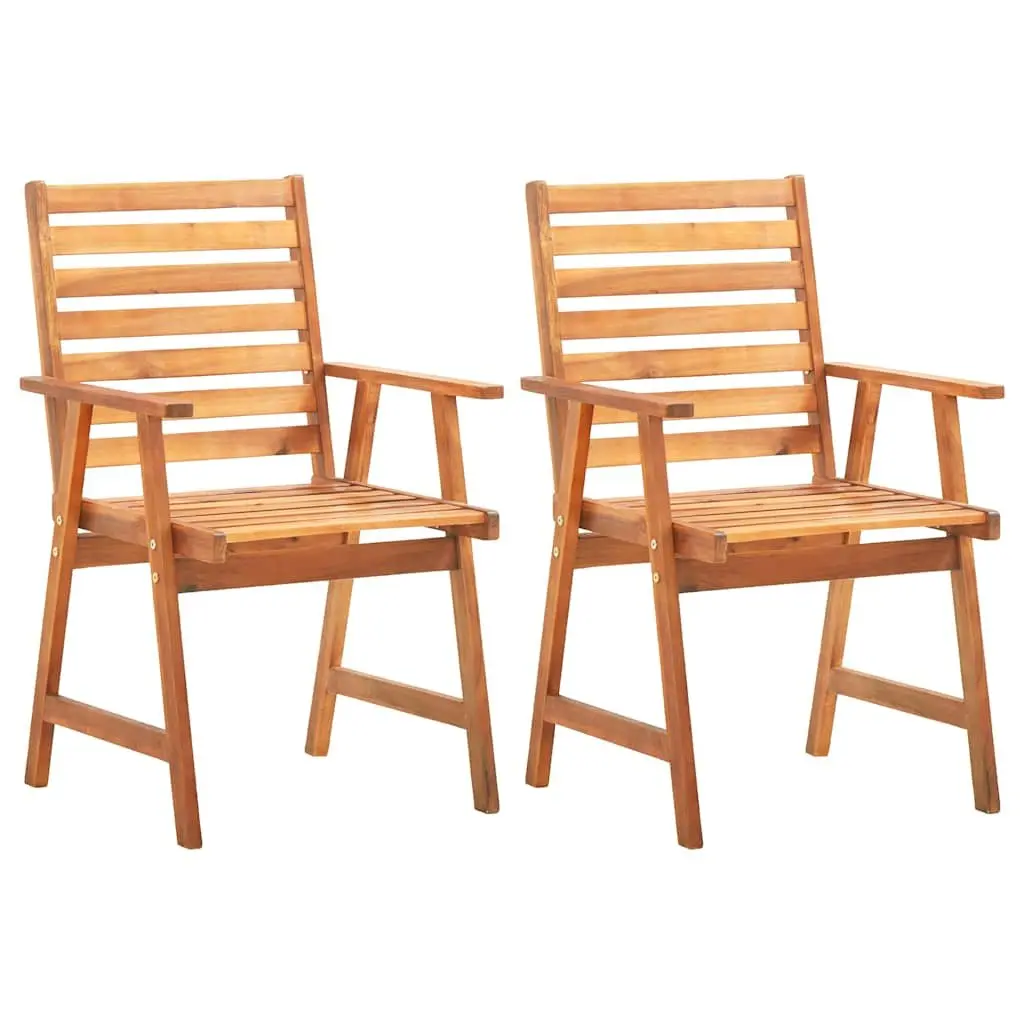 Outdoor Patio Dining Set 3 Piece Brown Solid Acacia Wood Table and Chairs