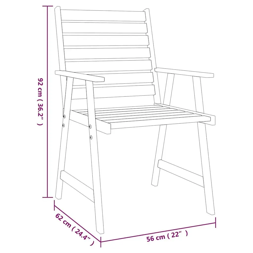 Outdoor Patio Dining Set 3 Piece Brown Solid Acacia Wood Table and Chairs