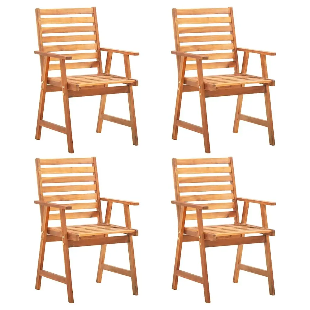 5 Piece Outdoor Dining Set Brown Solid Acacia Wood Sturdy Patio Furniture