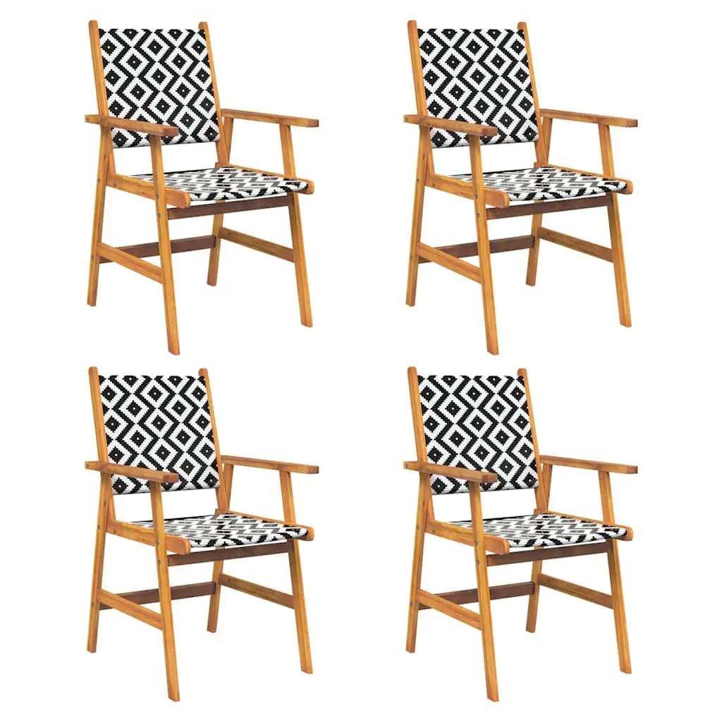 5 Piece Garden Dining Set Solid Acacia Wood Brown Outdoor Furniture Patio Table Chairs