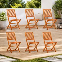 Outdoor Folding Garden Chairs 6 Piece Set Eucalyptus Wood Dining Patio Seating