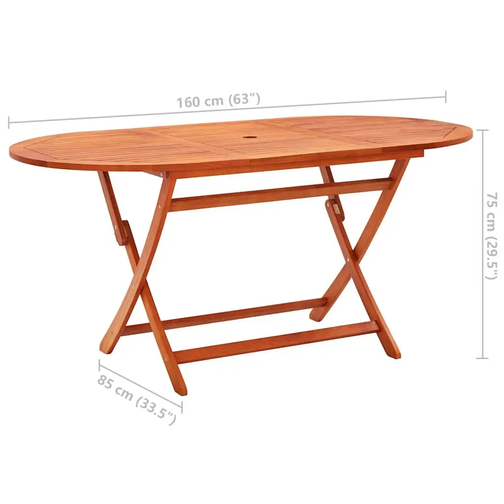 7 Piece Folding Outdoor Dining Set Eucalyptus Wood Brown Garden Patio Table Chairs