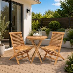 Functional 3 Piece Teak Wood Dining Set for Outdoors