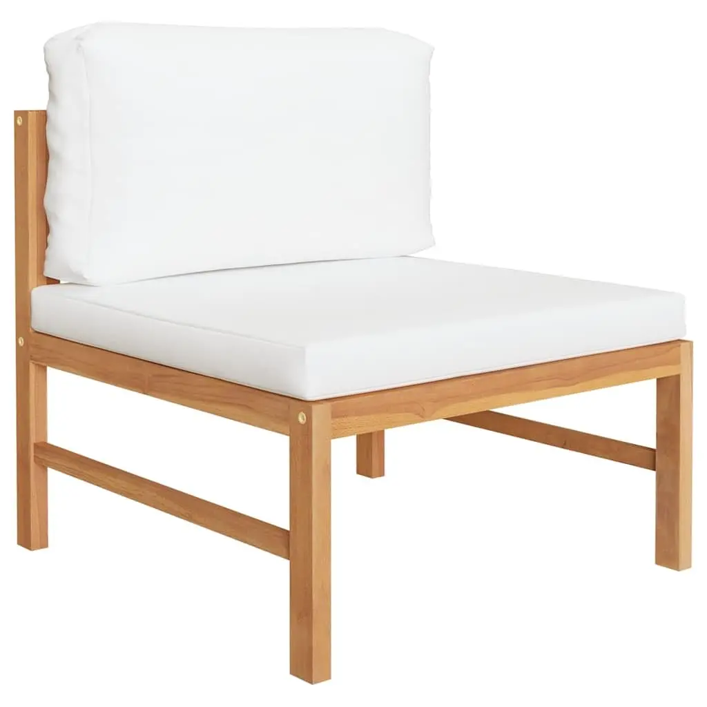 Outdoor Furniture Lounge Set 6 Piece Teak Wood Cream Sofa Chairs Table Footrest with Cushions