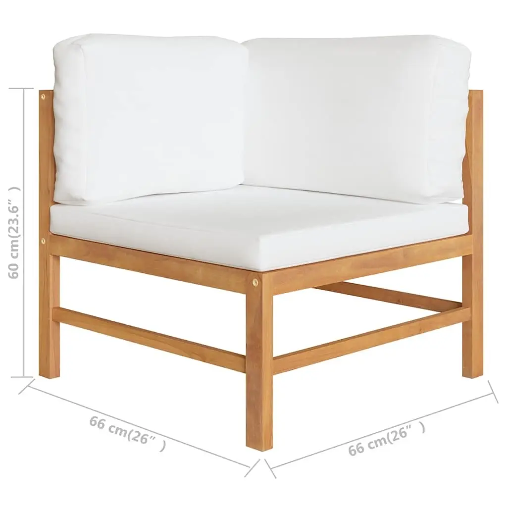 Outdoor Furniture Lounge Set 6 Piece Teak Wood Cream Sofa Chairs Table Footrest with Cushions