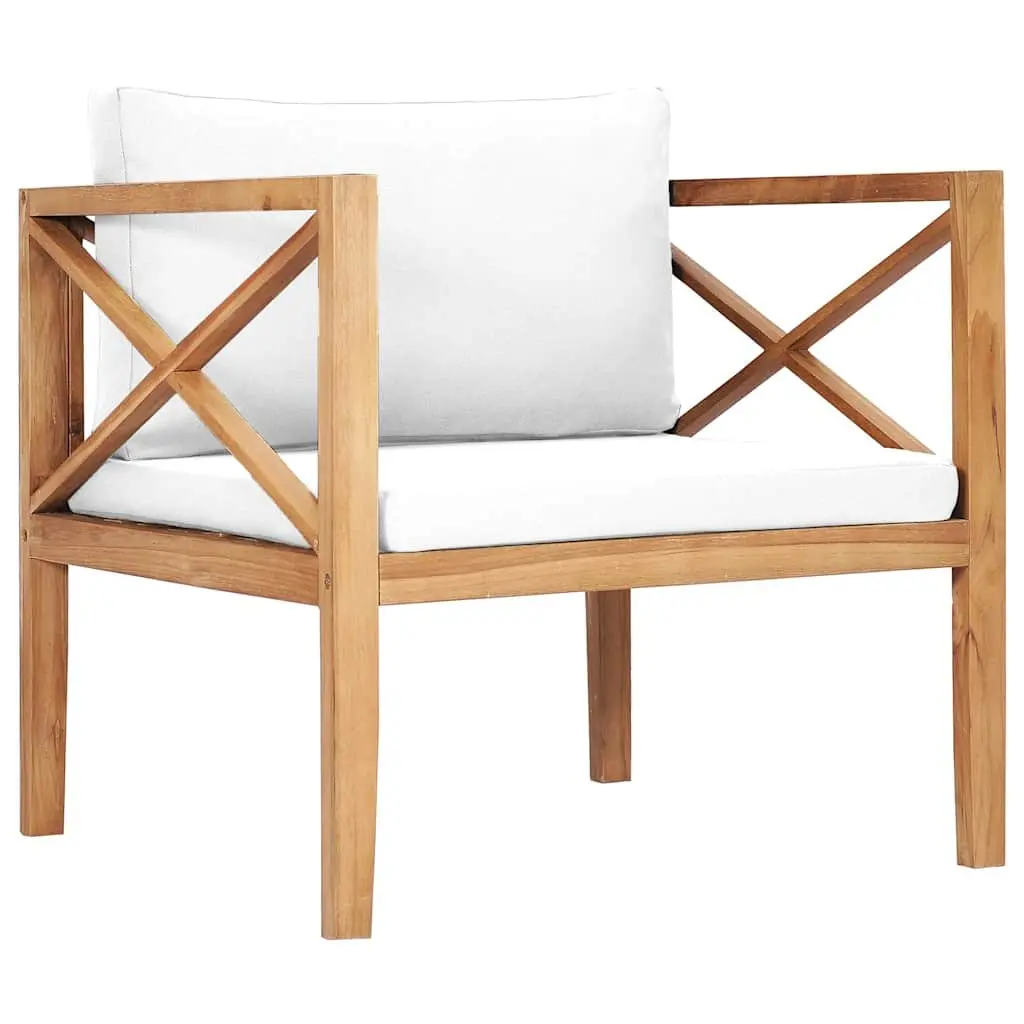 Garden Lounge Set Teak Hardwood 8 Piece Outdoor Furniture Cream Cushions
