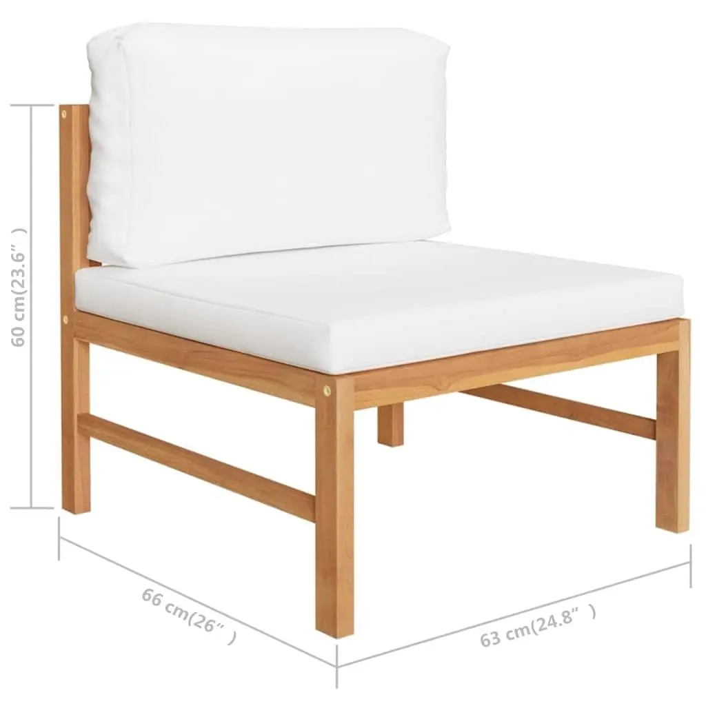 7 Piece Garden Lounge Set Teak Wood Cream Outdoor Furniture with Cushions
