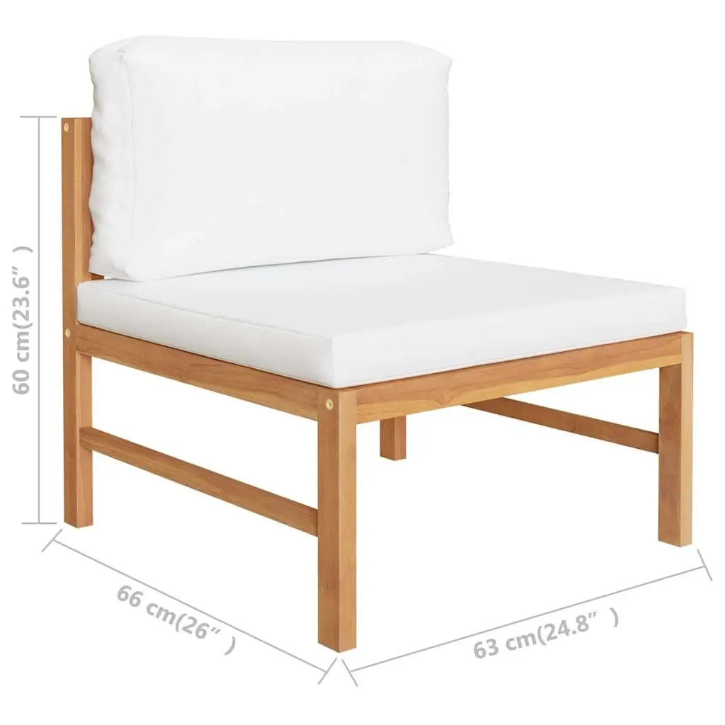 6 Piece Outdoor Lounge Set Teak Wood Cream Cushions Patio Furniture Garden