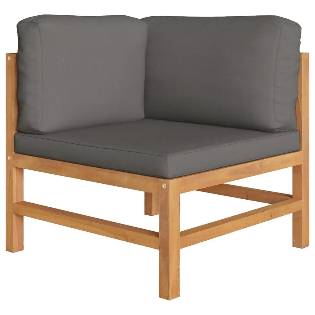 Garden Lounge Set 8 Piece Outdoor Furniture Grey Cushions Teak Wood Patio