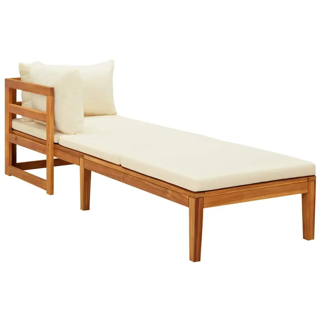 Outdoor Lounge Set 3 Piece Cream Cushions Solid Acacia Wood Durable Weather Resistant Garden Furniture