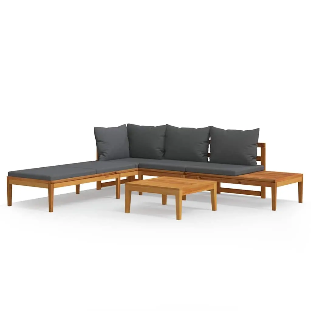 Garden Lounge Set 3 Piece Outdoor Furniture Acacia Wood with Grey Cushions Patio