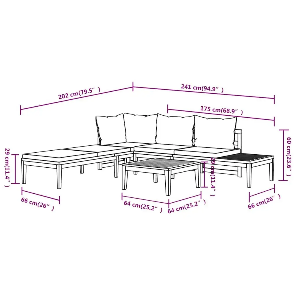 Garden Lounge Set 3 Piece Outdoor Furniture Acacia Wood with Grey Cushions Patio