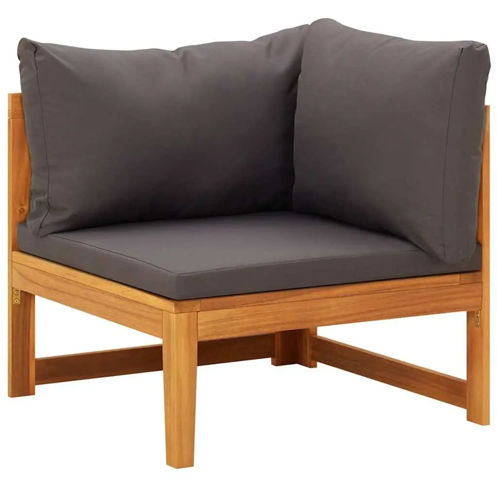 Garden Lounge Set Solid Acacia Wood 4 Piece with Grey Cushions