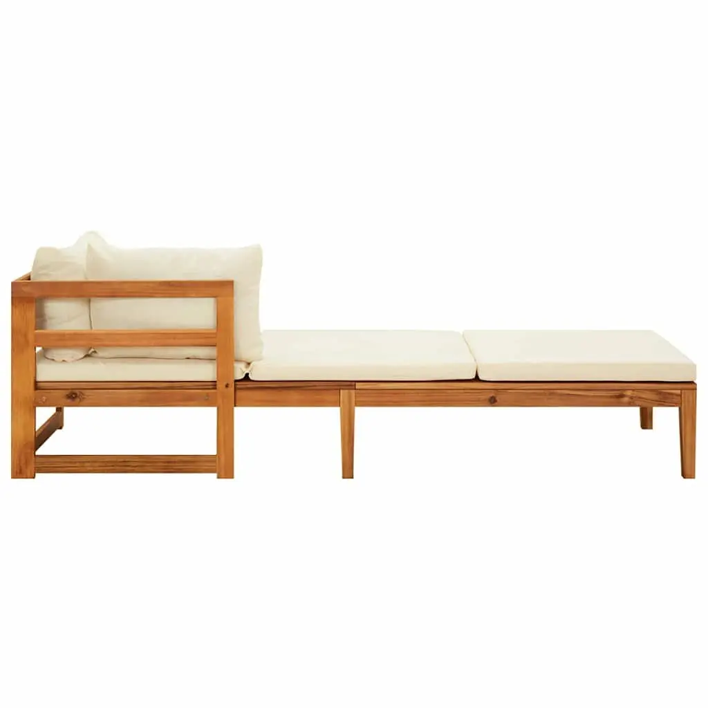 Garden Lounge Set 3 Piece Outdoor Patio Furniture Acacia Wood Cream Cushions