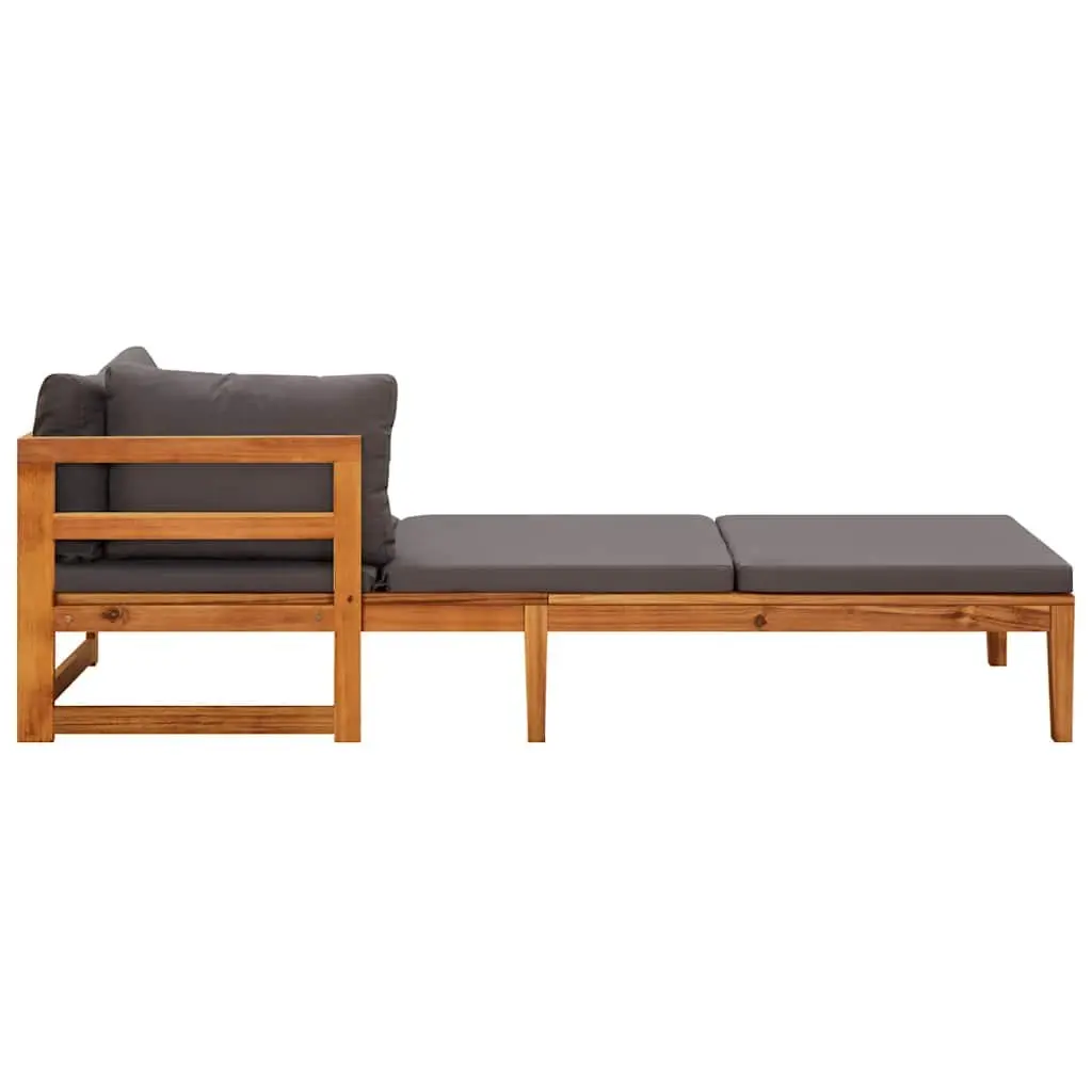 Wooden Garden Lounge Set 3 Piece Acacia Outdoor Furniture Grey Cushioned Patio